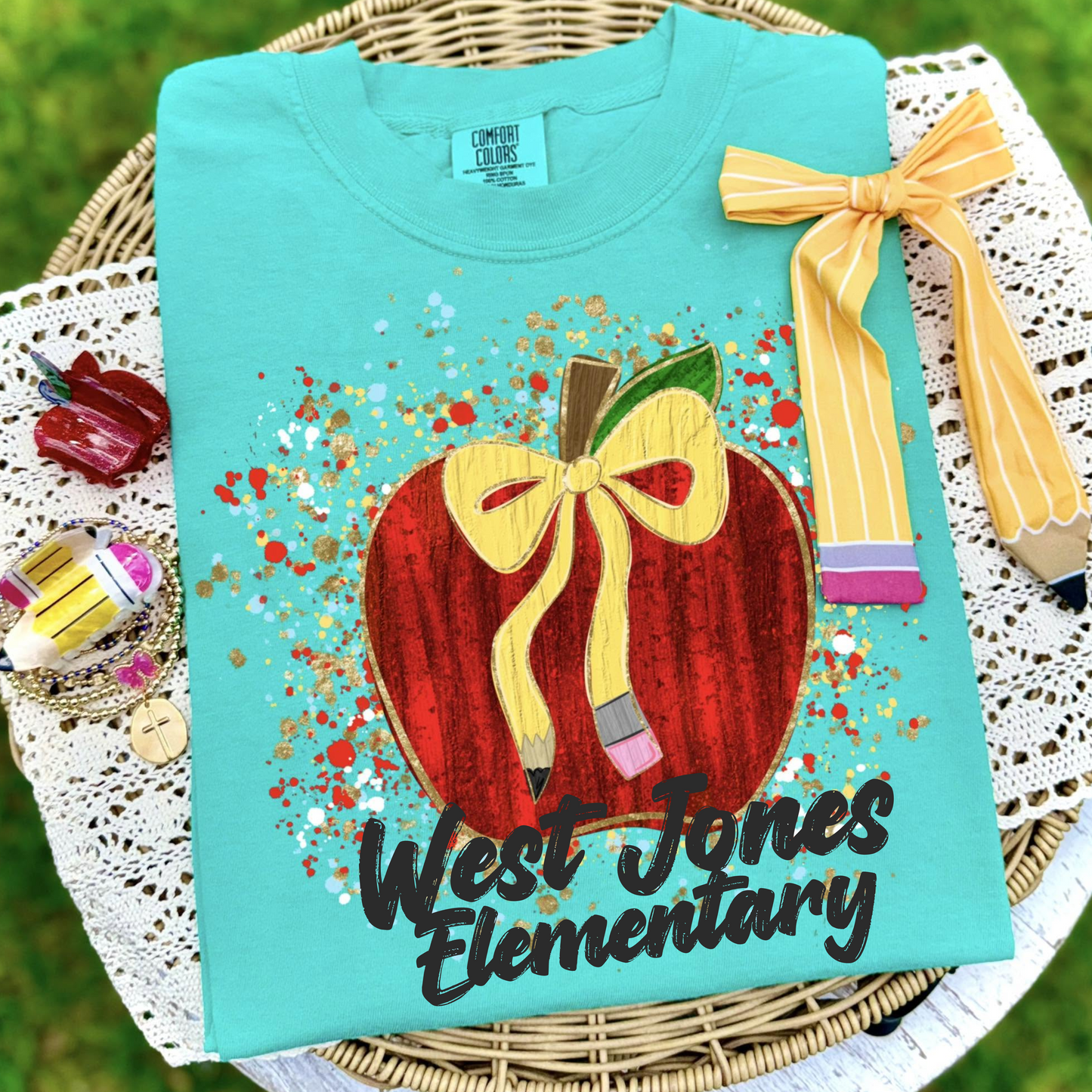 Apple with Pencil Bow