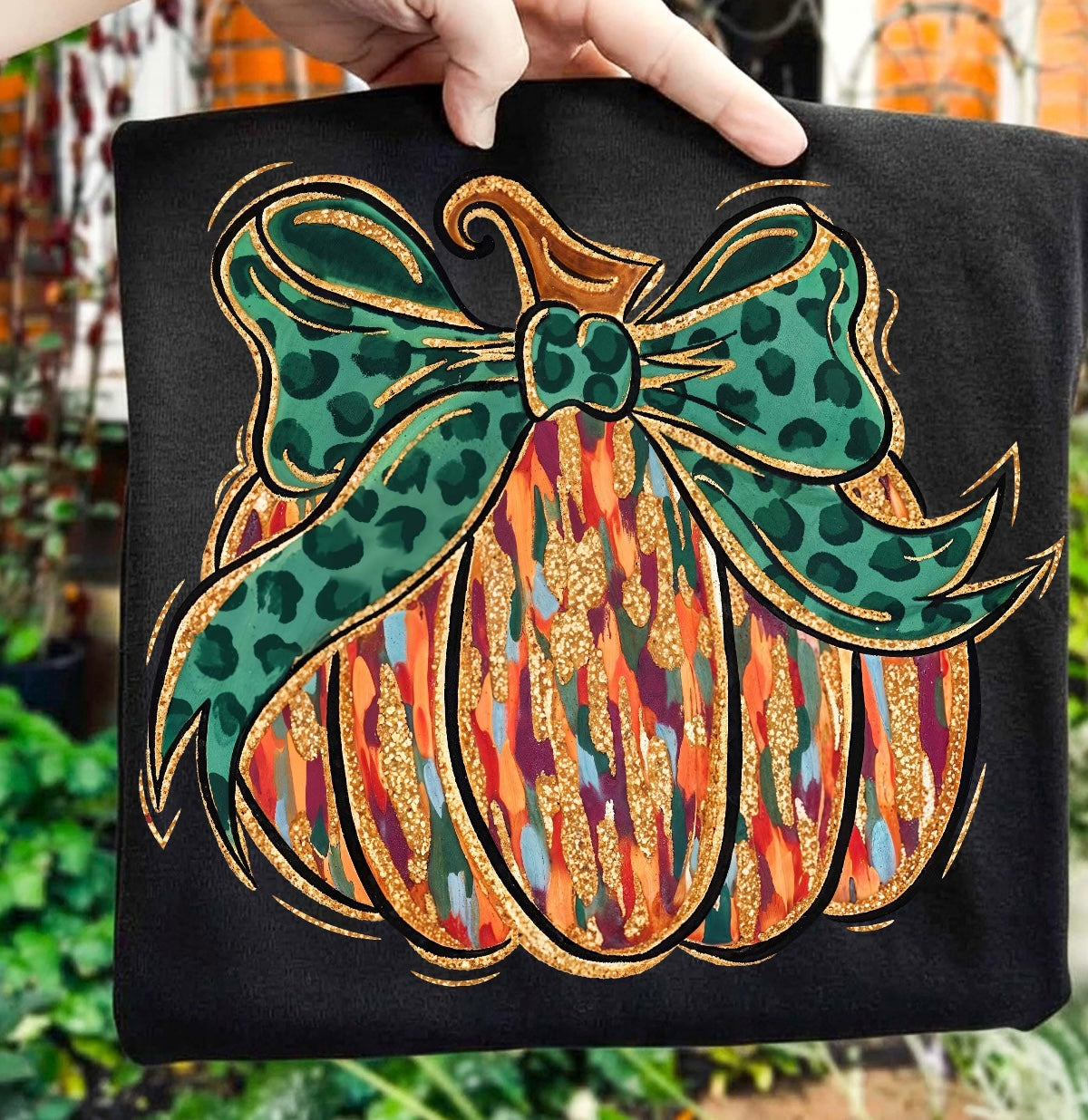 Painted Pumpkin Leopard Bow