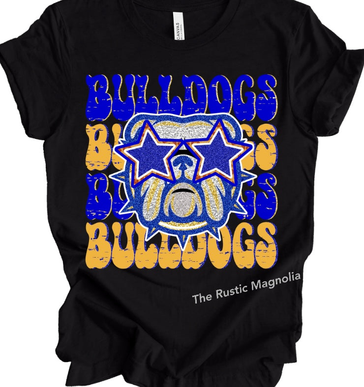 Preppy Stacked Bulldogs (Royal & Gold)