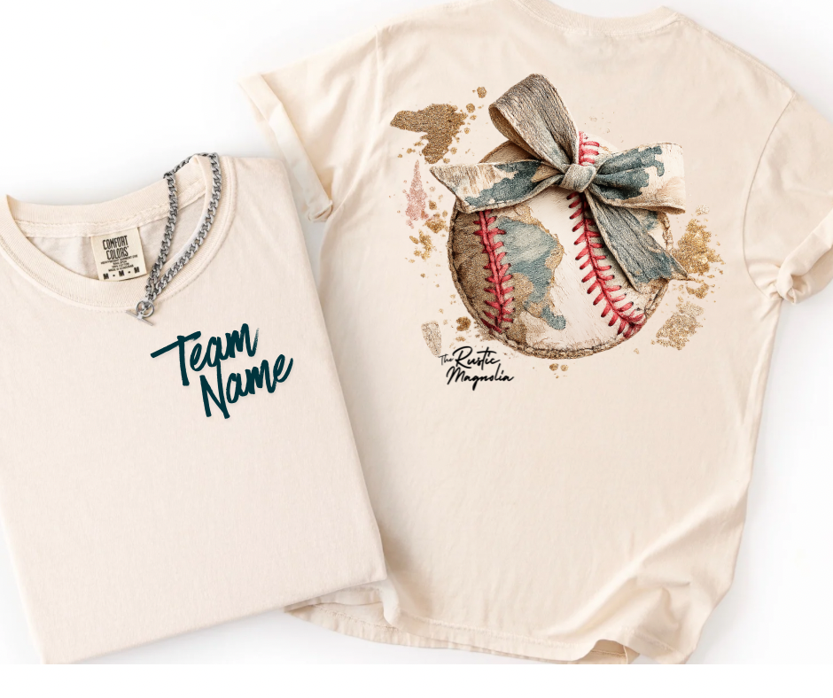 Camo Baseball w/ Bow (TEAM NAME OPTION)
