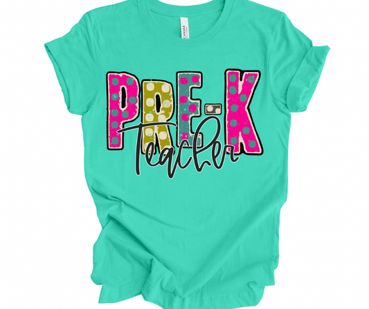 Pre-K Teacher (Funky Multicolor)
