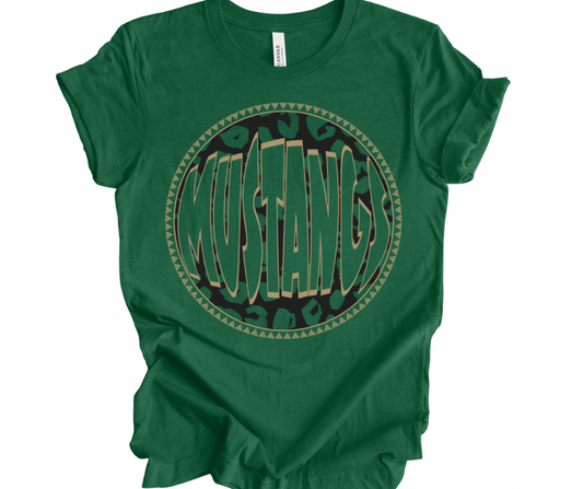 Mustangs Leopard Retro Circle