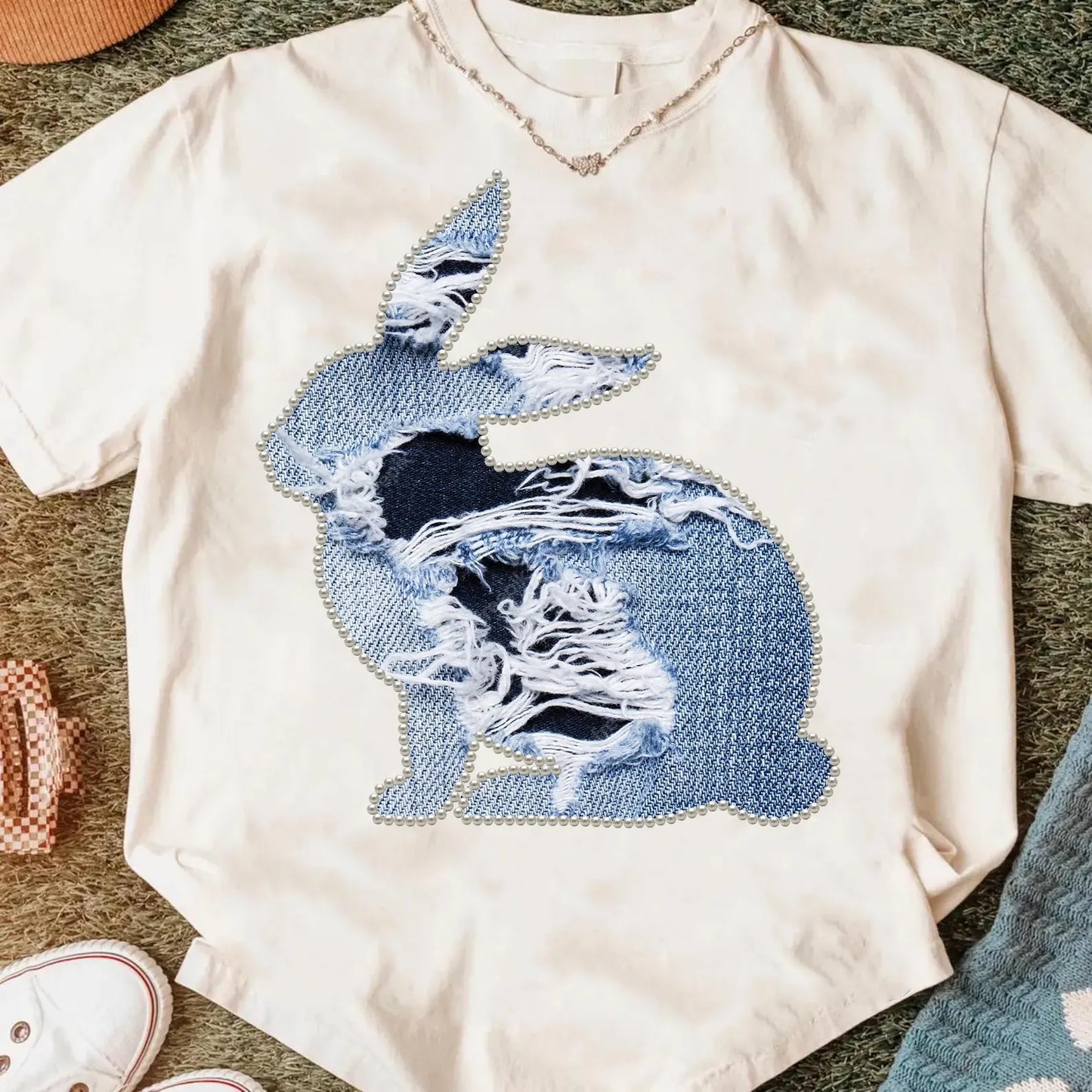 Torn Denim Bunny