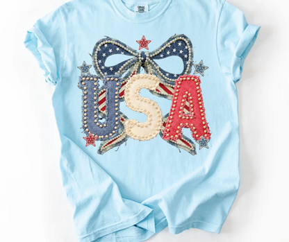 USA Bow Faux Pearls & Stars