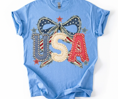 USA Bow Faux Pearls & Stars