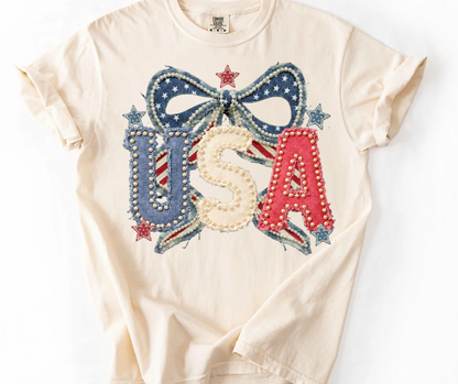 USA Bow Faux Pearls & Stars