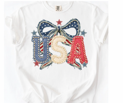 USA Bow Faux Pearls & Stars