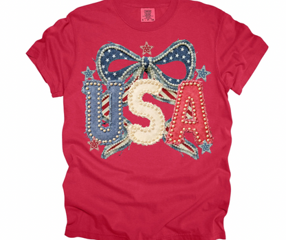 USA Bow Faux Pearls & Stars