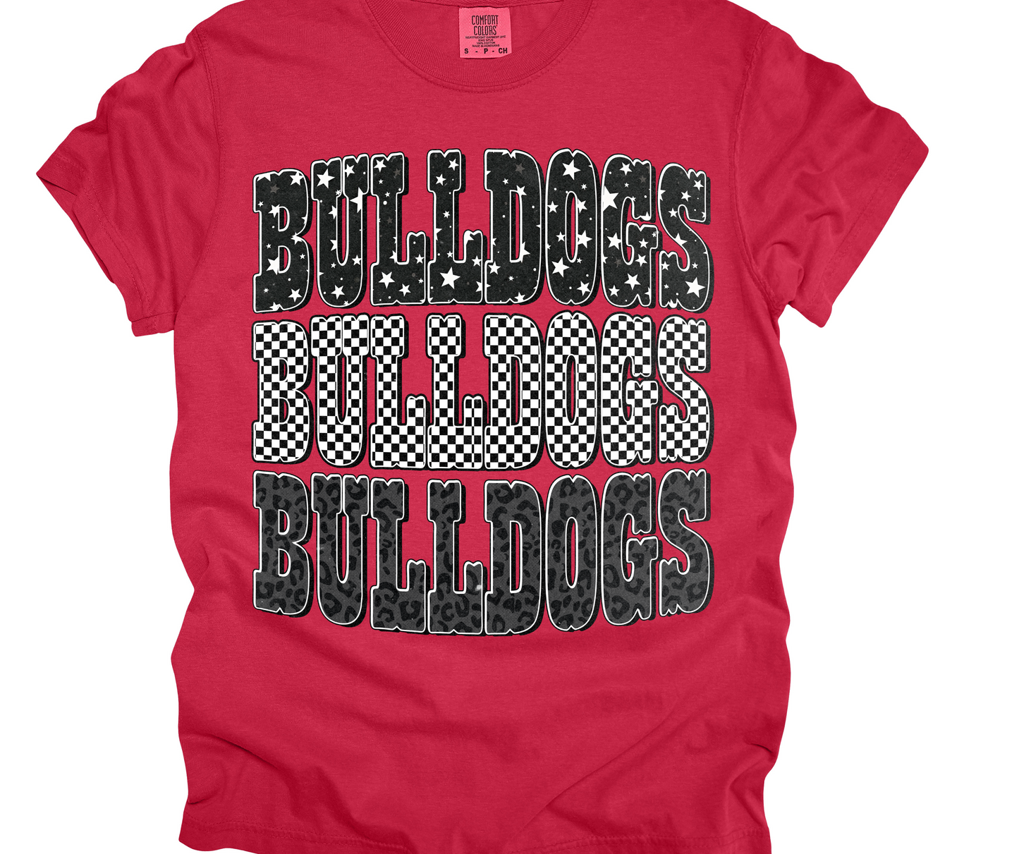 Bulldogs Stacked (Leopard, Checkered & Stars)