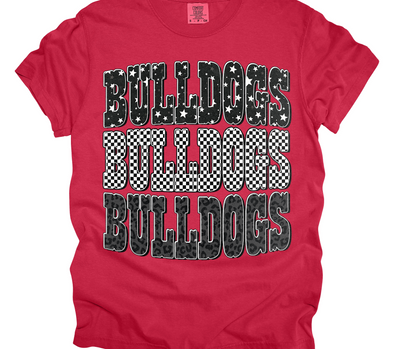 Bulldogs Stacked (Leopard, Checkered & Stars)