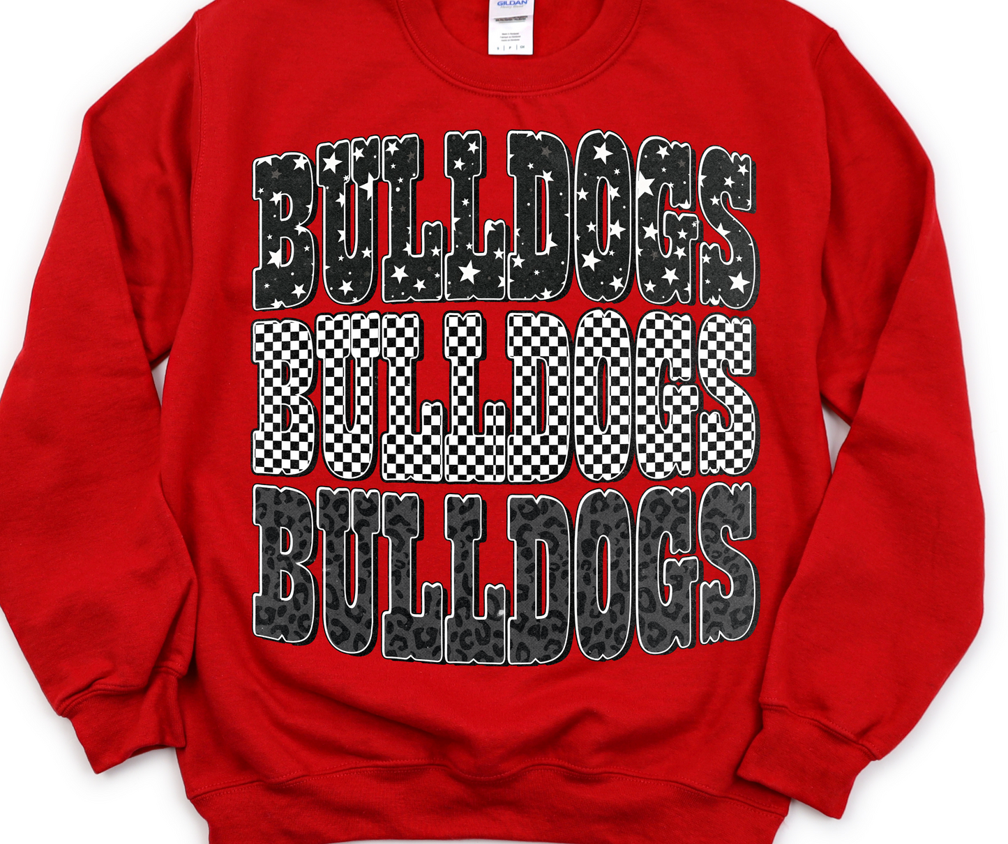 Bulldogs Stacked (Leopard, Checkered & Stars)