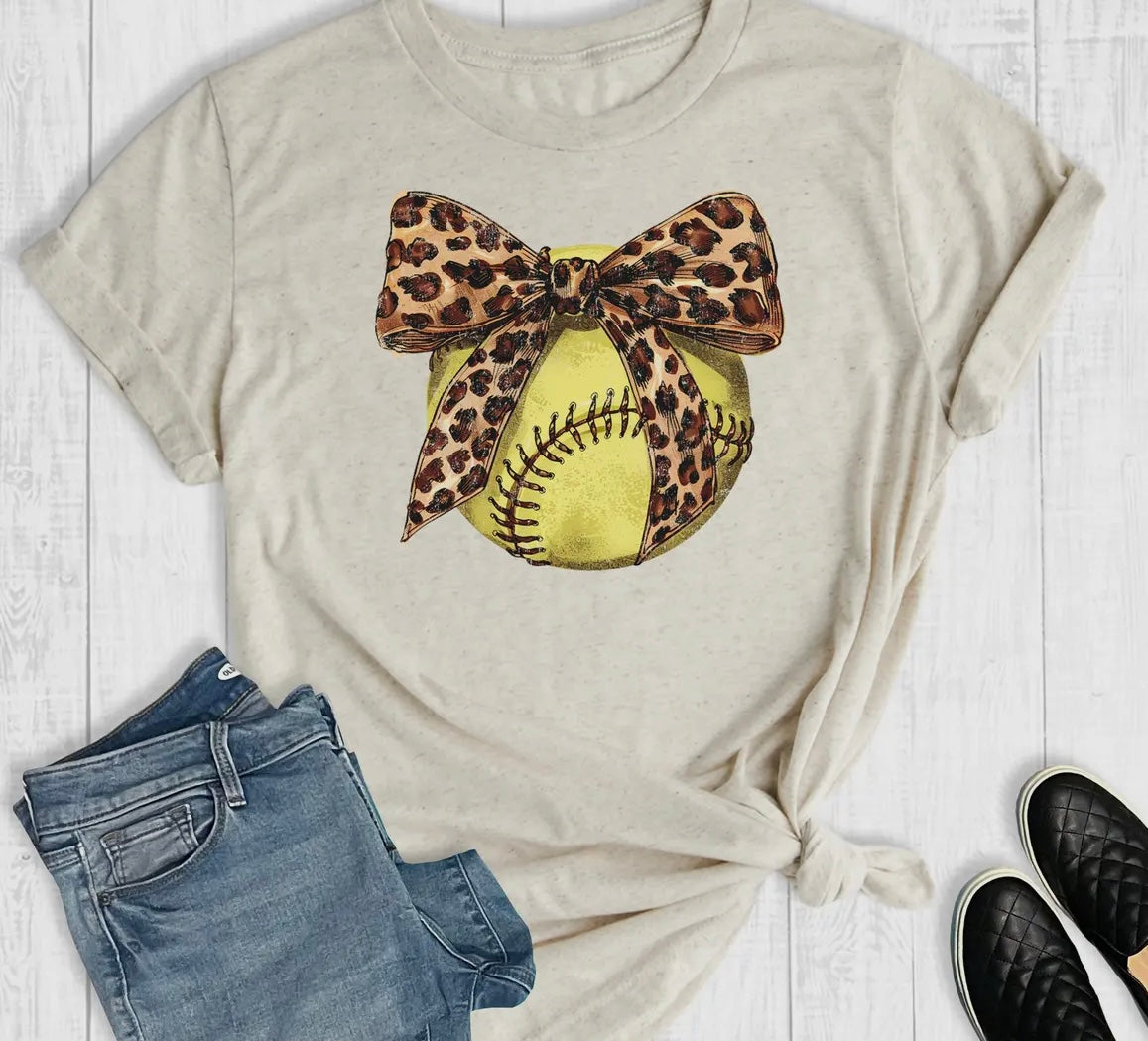 Softball Leopard Bow