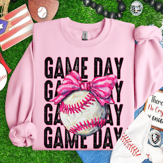 Game Day Baseball (Pink Bow)