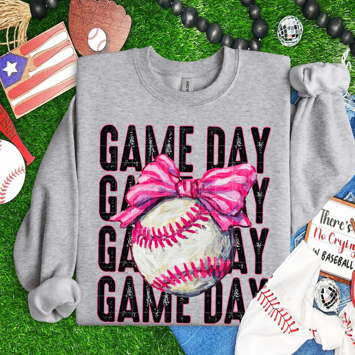 Game Day Baseball (Pink Bow)
