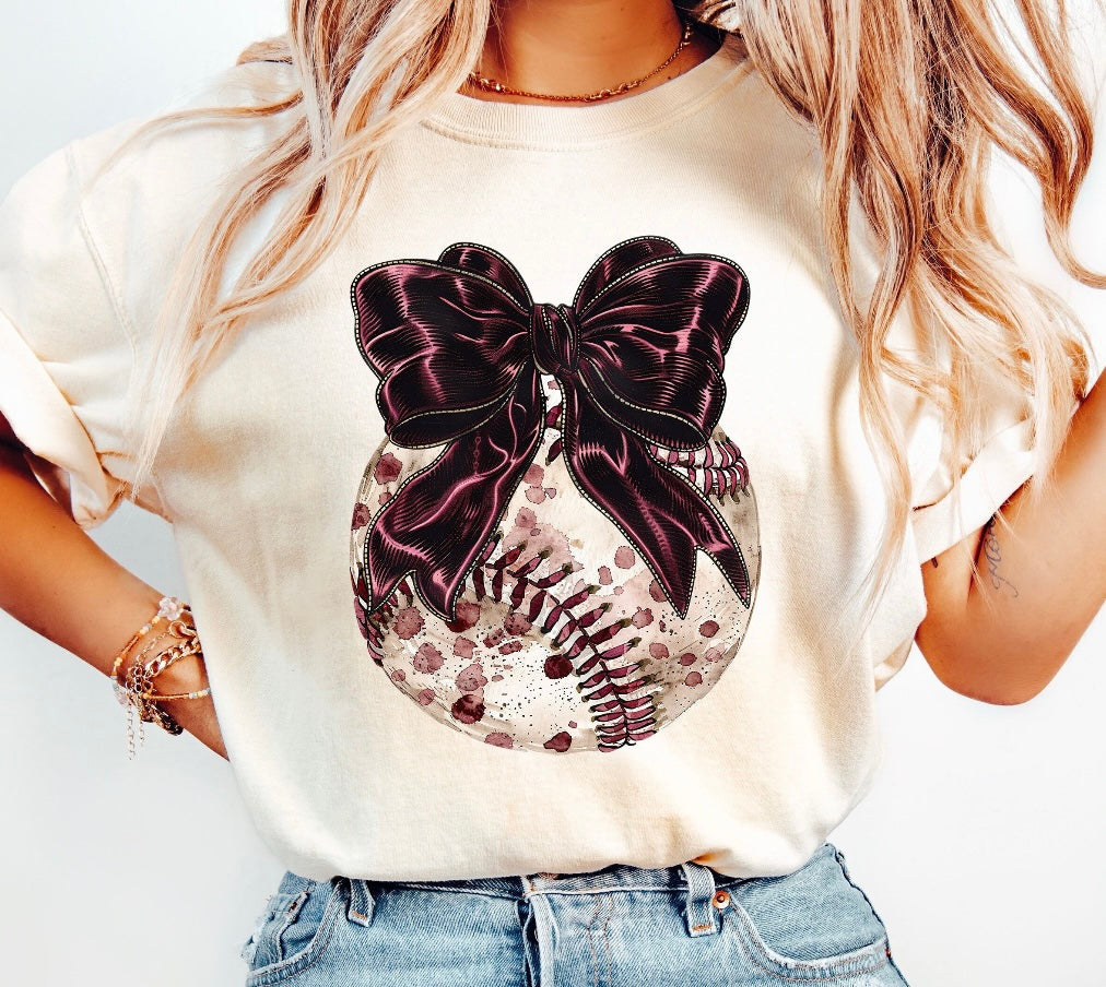 Maroon Baseball Bow
