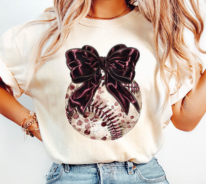 Maroon Baseball Bow