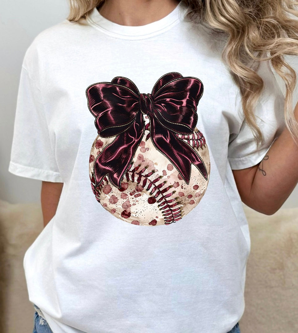 Maroon Baseball Bow