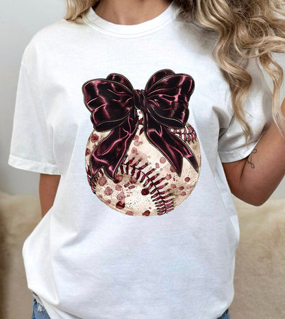 Maroon Baseball Bow
