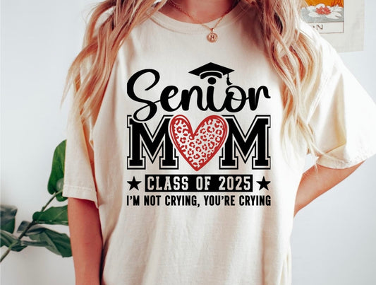 Senior Mom 2025 - Red Leopard Heart