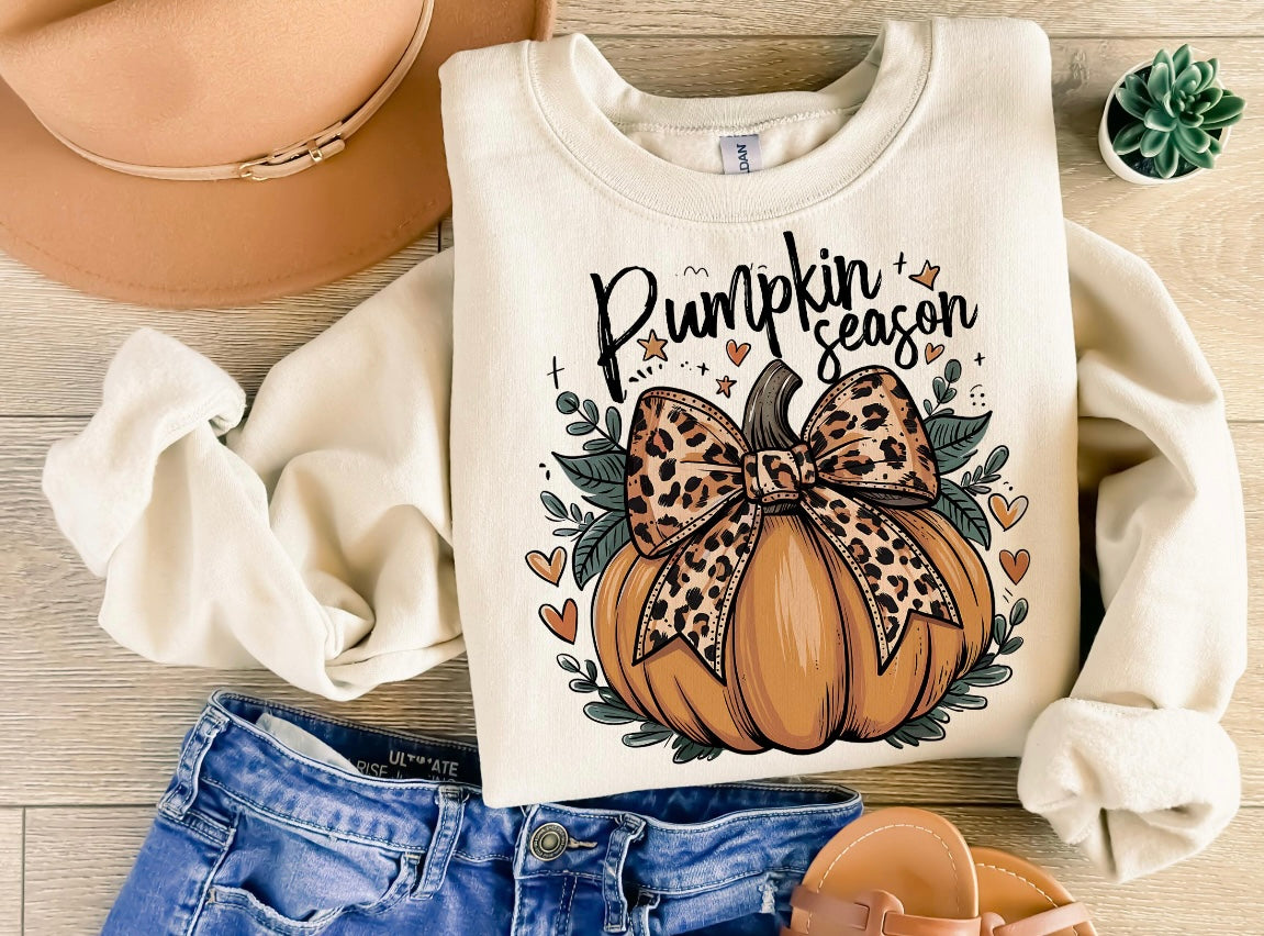 Pumpkin Season Leopard Bow