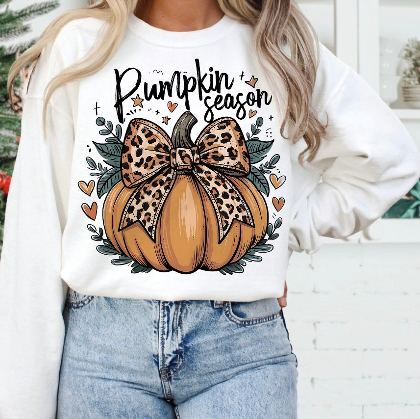 Pumpkin Season Leopard Bow