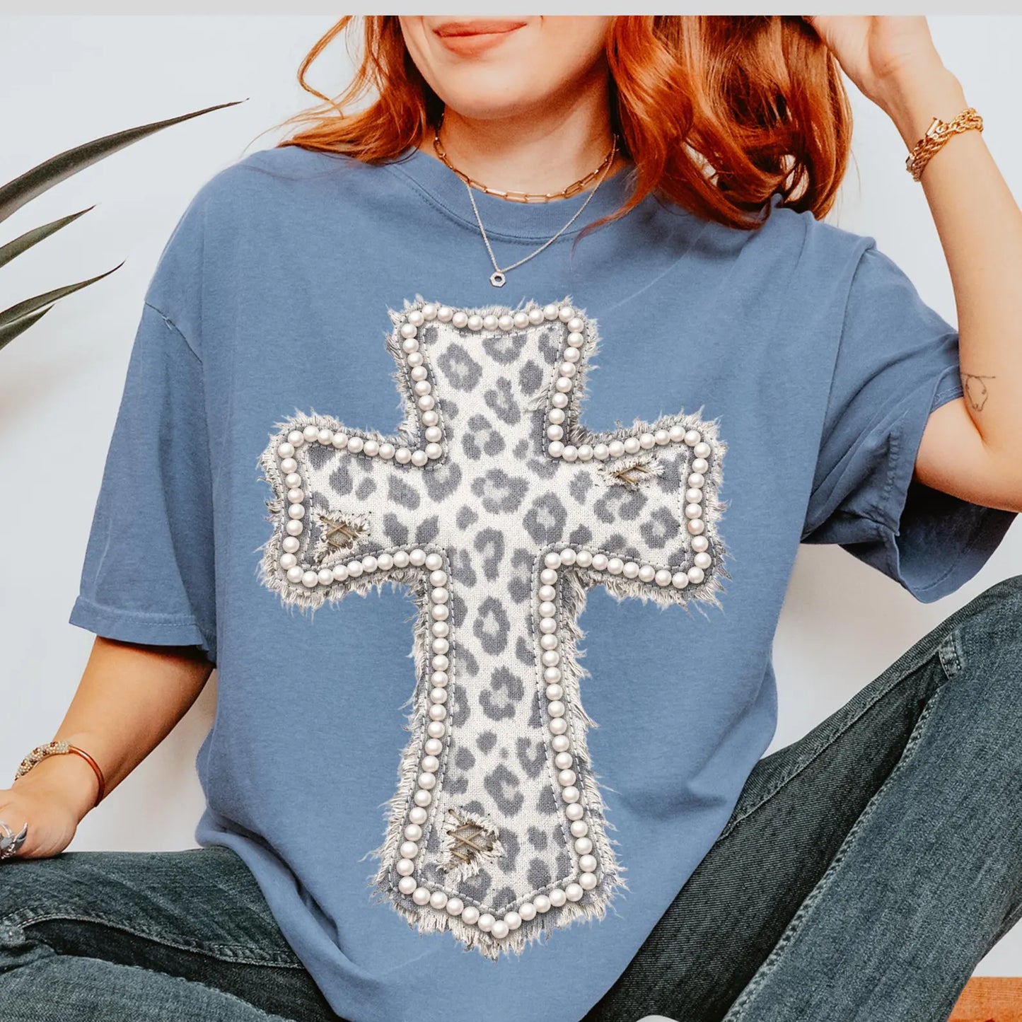Leopard Cross - *Faux* Pearls