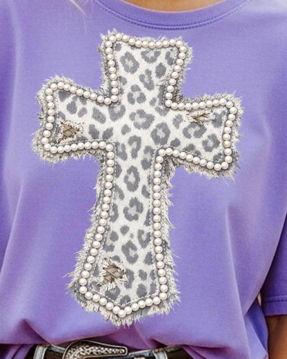 Leopard Cross - *Faux* Pearls