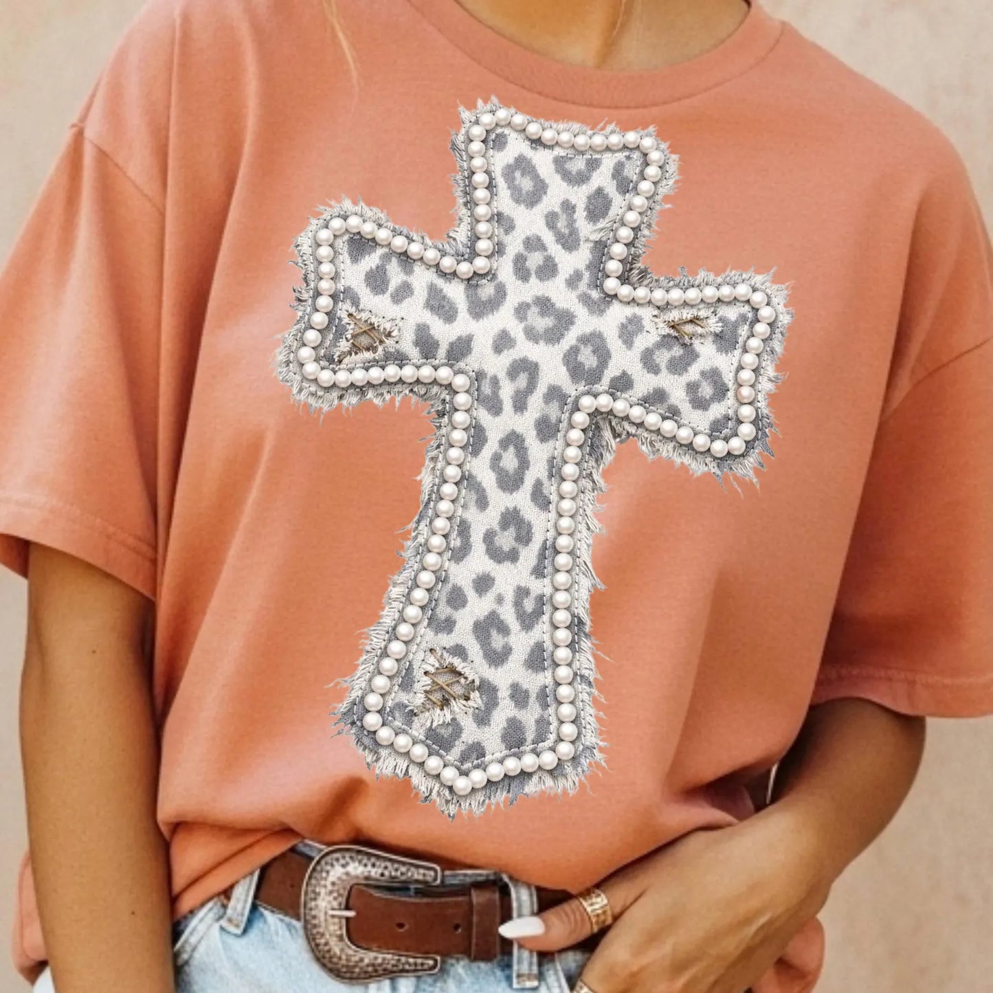 Leopard Cross - *Faux* Pearls