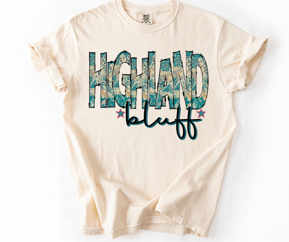 Highland Bluff - Teal Leopard