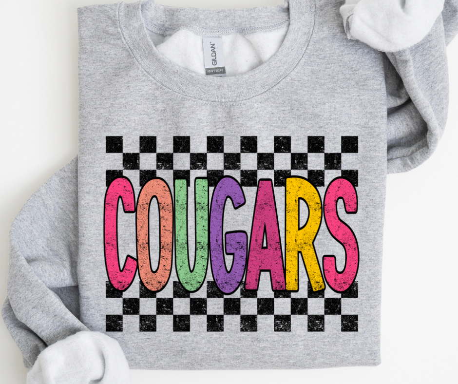 Cougars Checkered Grunge
