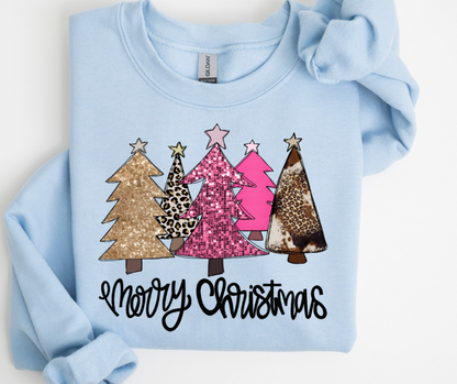 Boho Trees Faux Sequin - Merry Christmas
