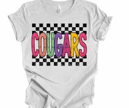 Cougars Checkered Grunge