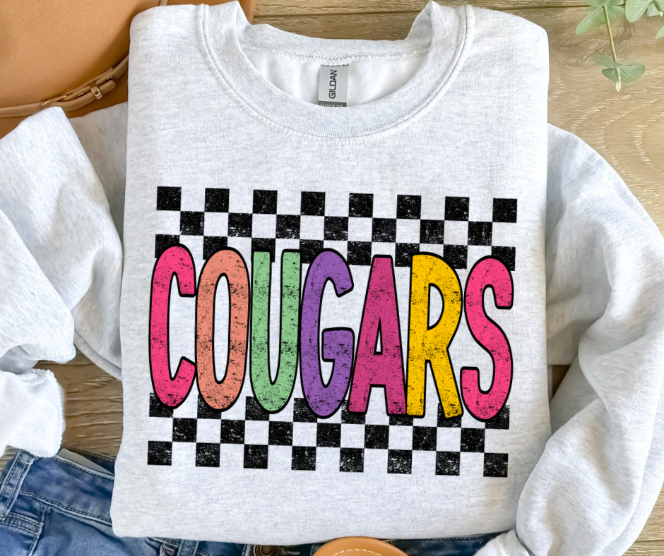 Cougars Checkered Grunge
