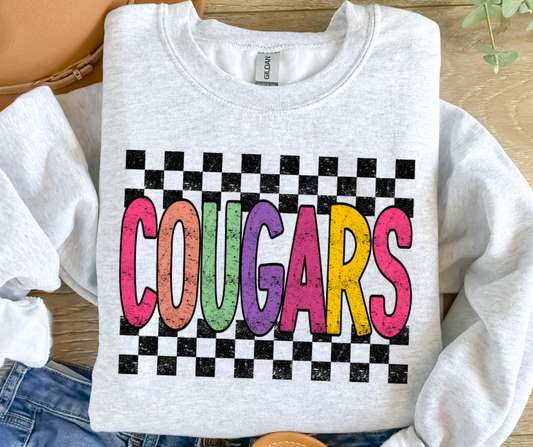 Cougars Checkered Grunge