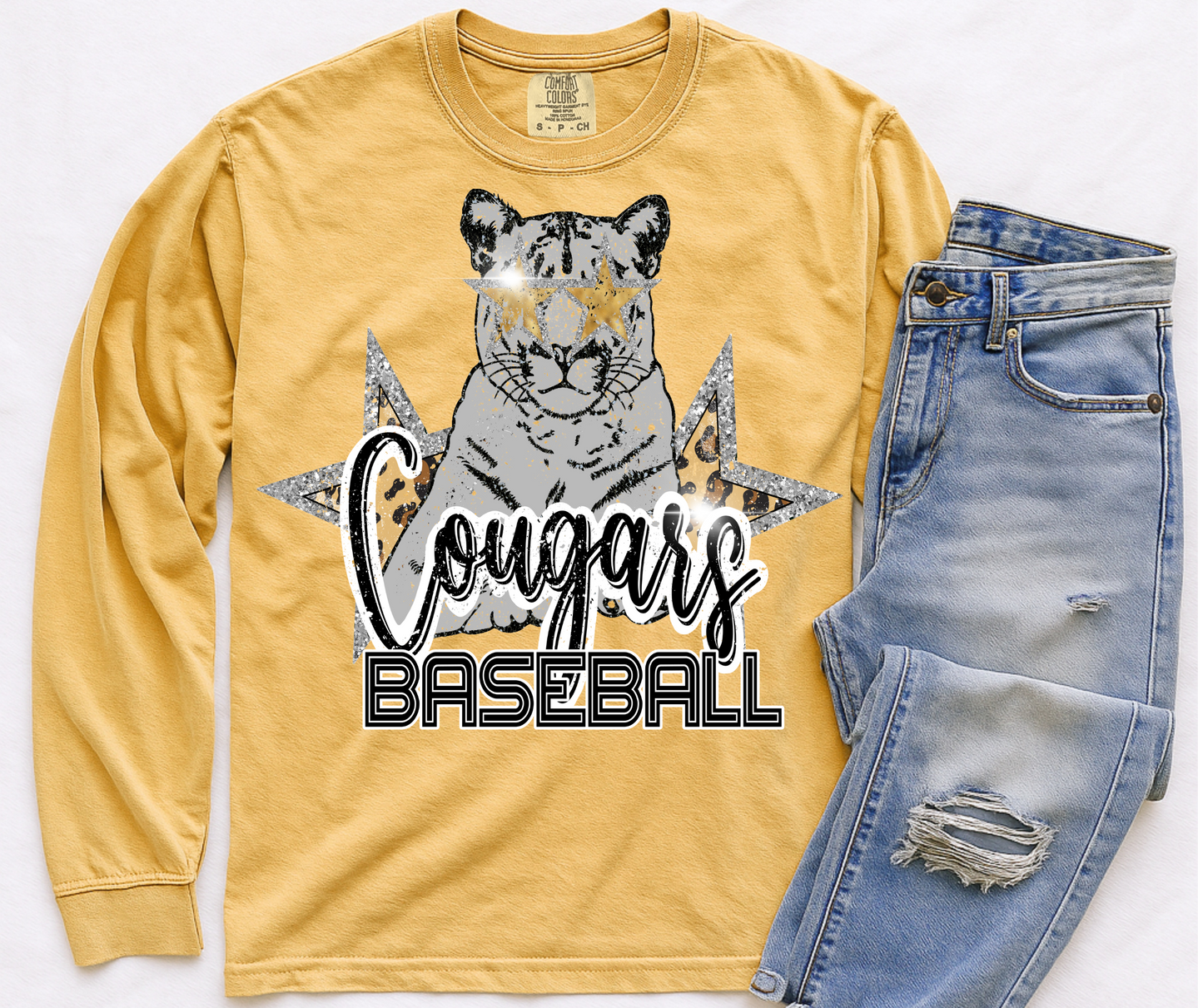 Preppy Cougars Baseball Leopard Stars
