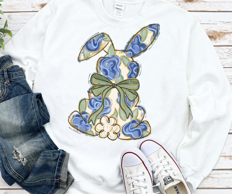 Blue Floral Bunny
