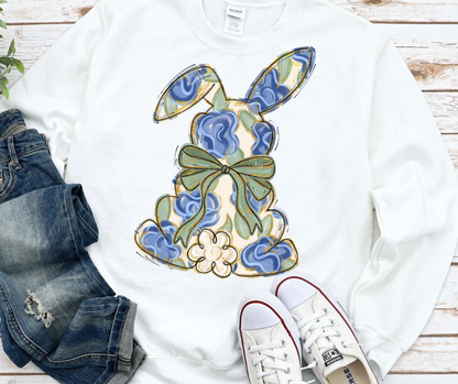 Blue Floral Bunny