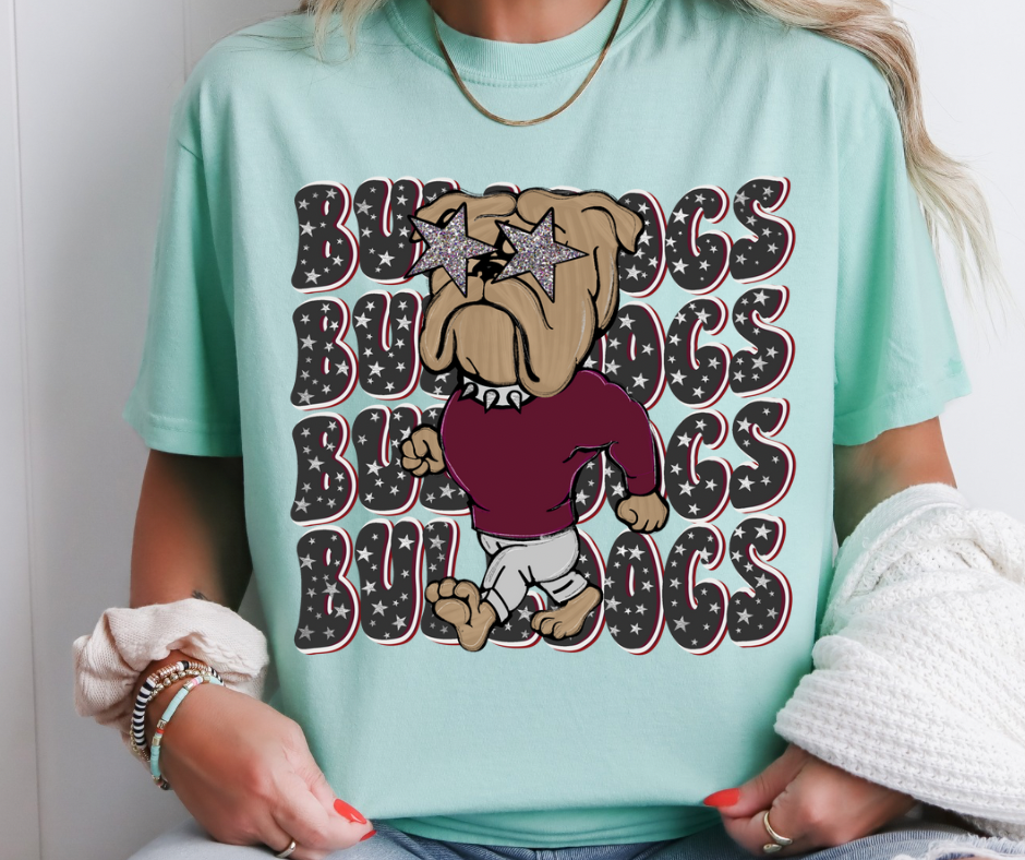 Preppy Bulldogs Stacked Stars