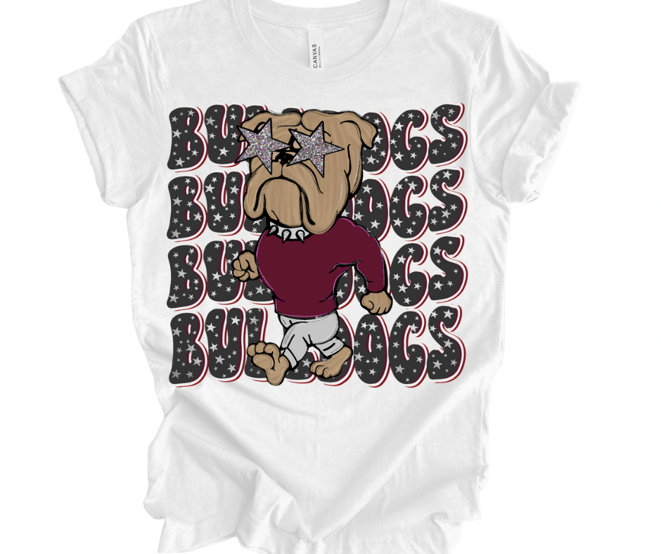 Preppy Bulldogs Stacked Stars