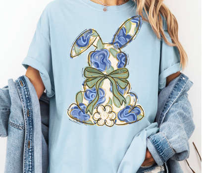 Blue Floral Bunny