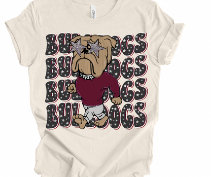 Preppy Bulldogs Stacked Stars