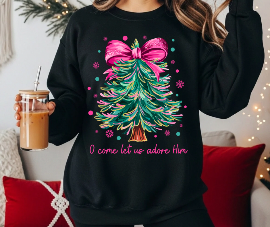 Oh Come Let Us Adore Him Tree with Bow