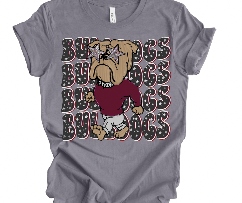 Preppy Bulldogs Stacked Stars