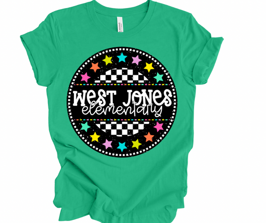 West Jones Elementary Checkered Stars