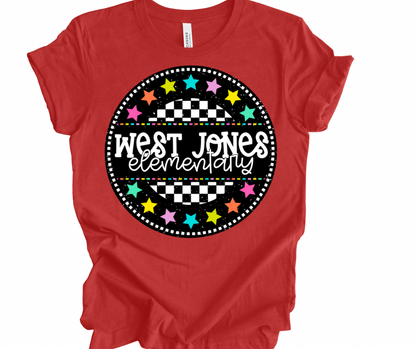 West Jones Elementary Checkered Stars