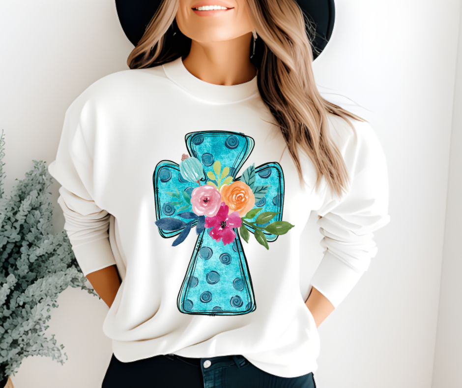 Floral Polka Dot Cross