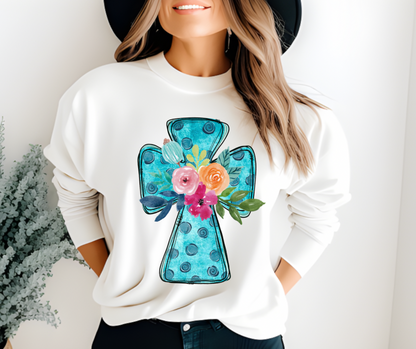 Floral Polka Dot Cross