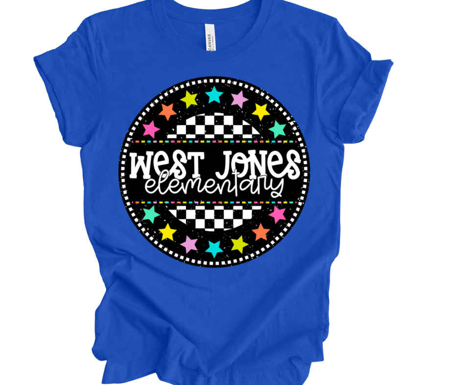 West Jones Elementary Checkered Stars