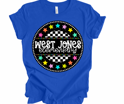 West Jones Elementary Checkered Stars