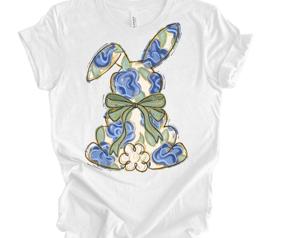 Blue Floral Bunny
